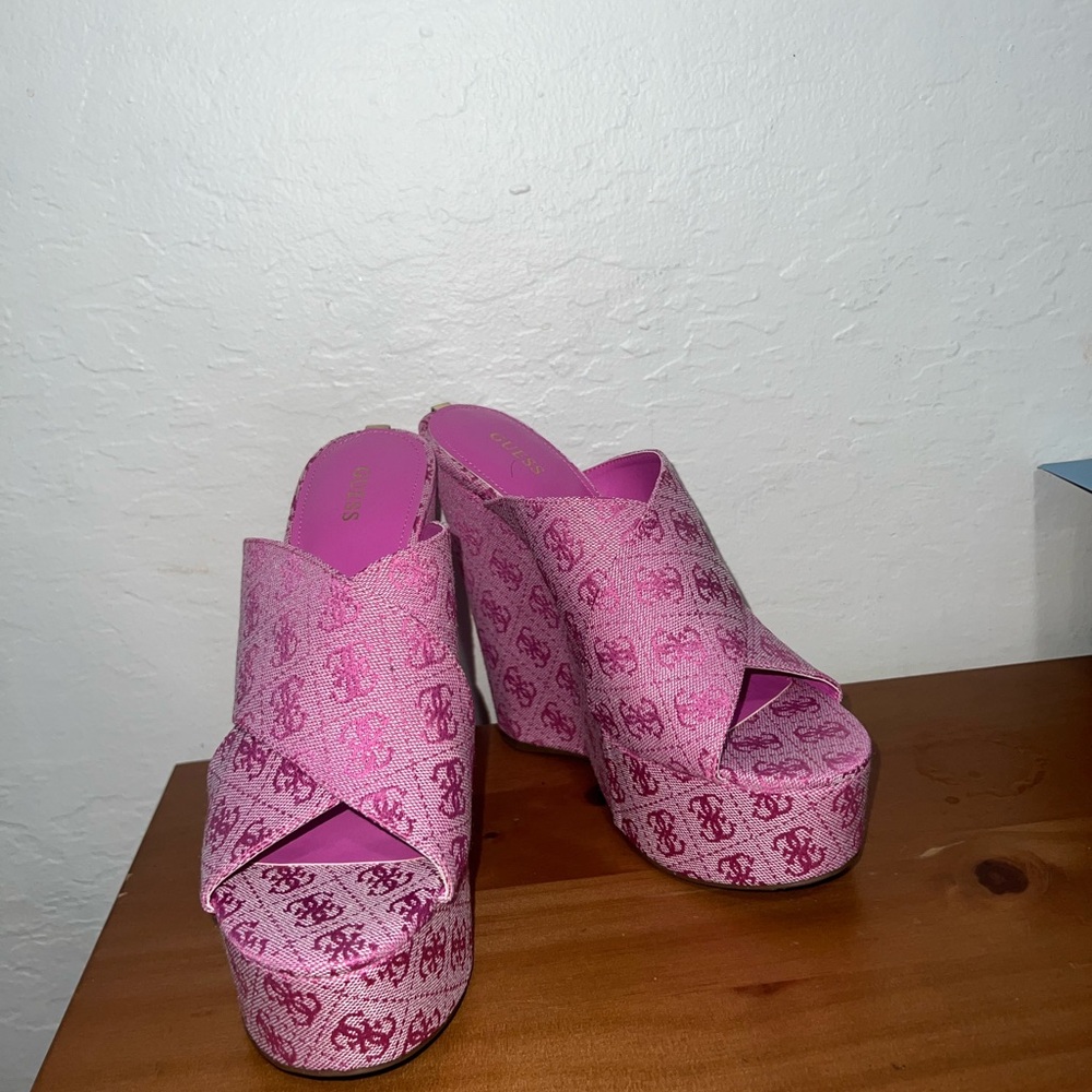SOLD. Guess Pink Platform Sandals